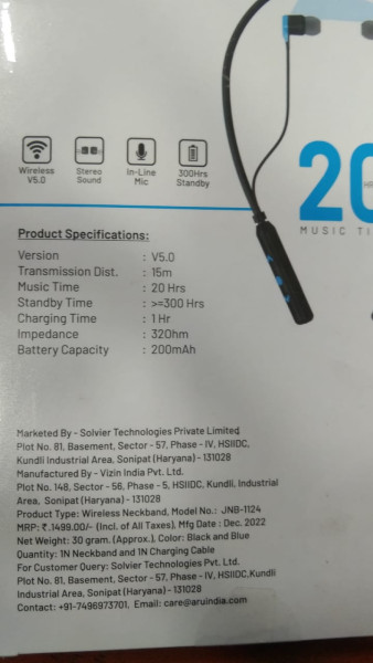 Bluetooth Earphone - Aru Joy
