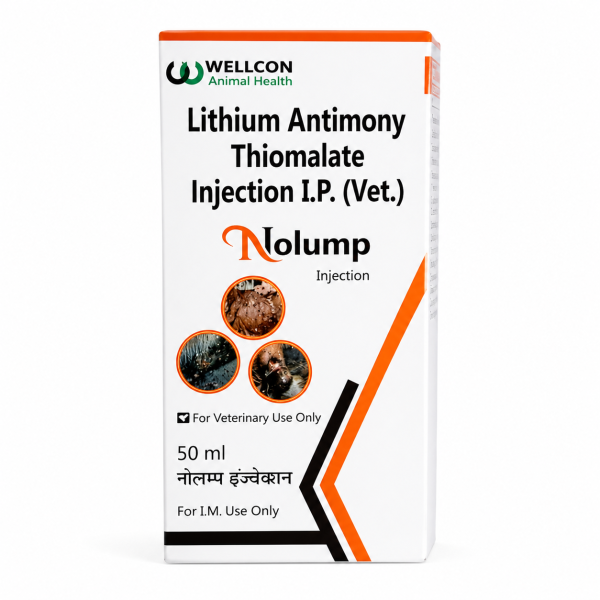 Wellcon Nolump Injection 50ml | Lithium Antimony Thiomalate Veterinary Injection Image