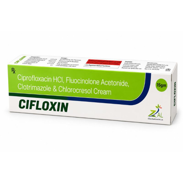 Cifloxin Cream 15g | Ciprofloxacin Clotrimazole Skin Cream Image