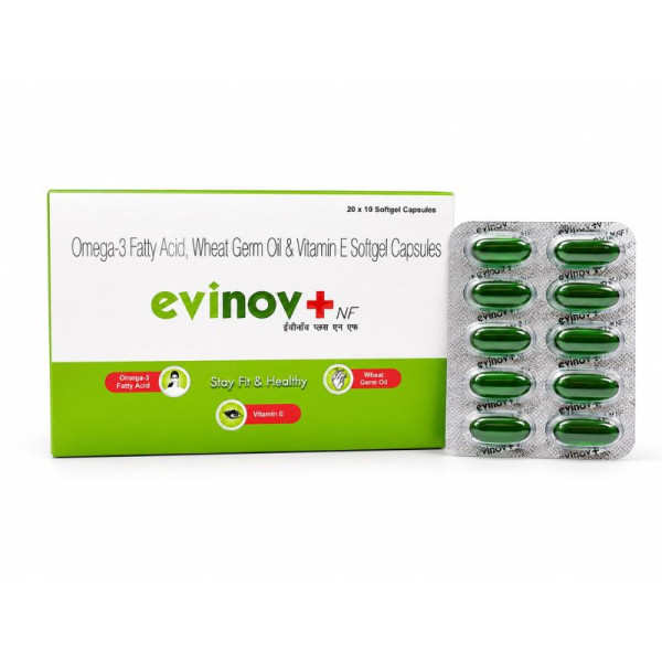 Evinov+ NF Omega-3 Wheat Germ Oil & Vitamin E Softgel Capsules Image