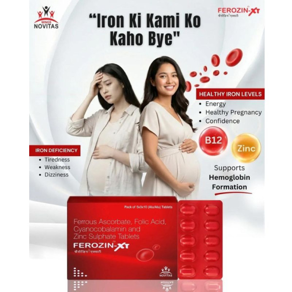 Ferozin-XT Iron Folic Acid B12 Zinc Tablets Image