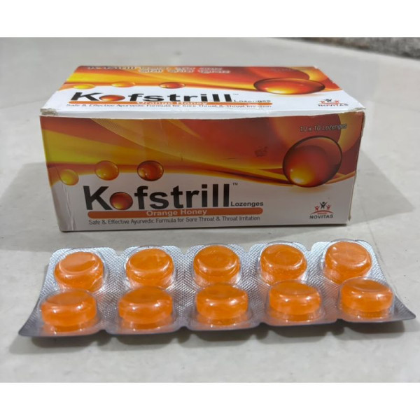 Kofstrill Orange Lozenges by Novitas – Ayurvedic Sore Throat Lozenges (100 Lozenges) Image