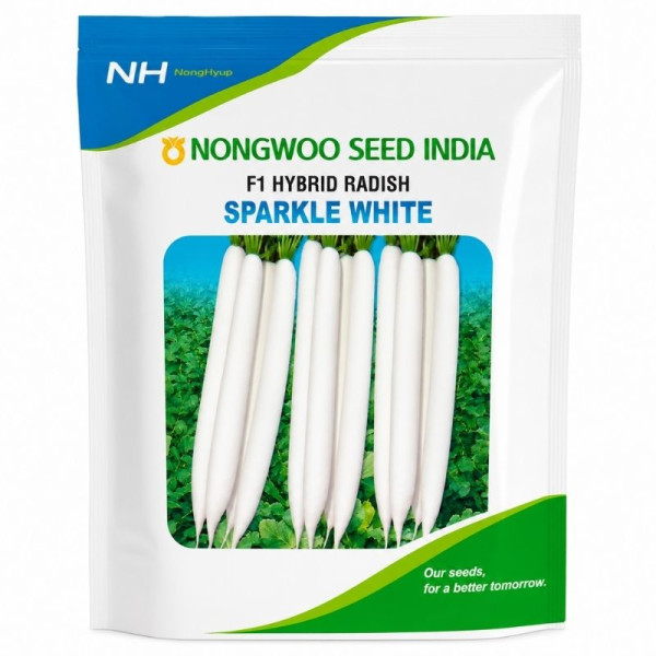 Nongwoo Sparkle White F1 Hybrid Radish Seeds 250g Premium Hybrid Seeds Image