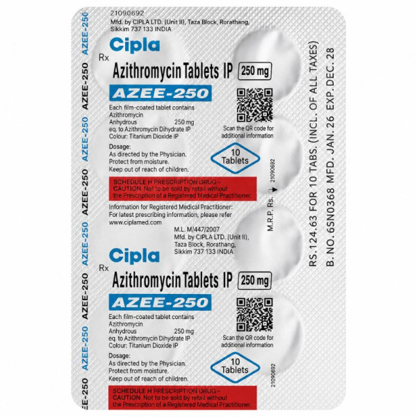 AZEE-250 Azithromycin Tablets IP 250mg Image